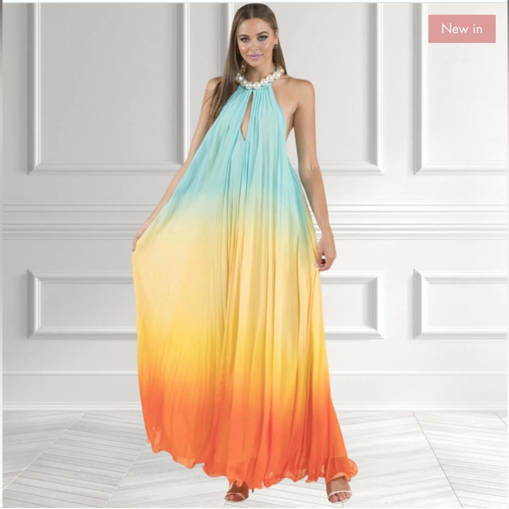 L'ATISTE Gradient Maxi Dress in Green and Yellow